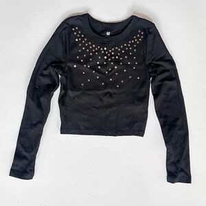GAP Kids Black Sequin Floral Long Sleeve Top – Size M (8–9)